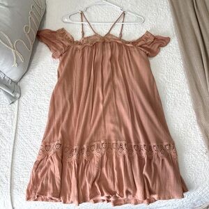 Pink Blush spaghetti strap and Off Shoulder Dress